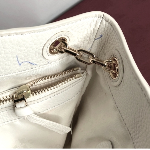 Tory Burch Britten Pebble Leather Small Slouchy Tote Gold Chain Handle - Picture 6 of 9